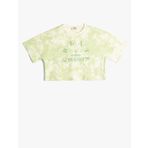 Tişört Crop Oversize Batik Desenli Bisiklet Yaka Baskılı