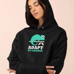 Tişört Kodu Adapt To Change – Unisex Kapüşonlu Sweatshirt - M - Siyah