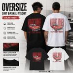 Tişört Kodu Midnight Runner Oversize Arka Baskılı Tişört – Vintage Car Streetwear Tee - Siyah - XL