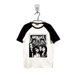 Tişört Mania Metallica Baskılı Reglan Kısa Kol Bisiklet Yaka Beyaz Erkek T-shirt