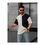 Tişört Parçalı Desen Oversize Kalıp Bisiklet Yaka Erkek T-shirt Model-5 S
