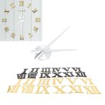 Tissting 3D DIY Çerçevesiz Duvar Saati, Modern Romen Rakamıyla Tasarım Altın Ayna Gümüş Işaretçi Duvar Sticker Saat Oturma Odası Mutfak için