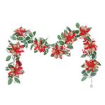 TITA-DONG 6.56Ft Noel Atatürk Çiçeği Garland, Kırmızı Meyveler Ve Holly Yaprakları Ile Yapay Poinsettia Garland, Kapalı Açık Yemek Odası Güverte Korkuluk Merdiveni Için Noel Süslemeleri