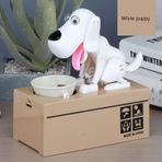 TITA-DONG Eat money köpek kumbara, Sevimli Çalma Bozuk Para Yavrusu Kumbara Kumbara, Köpek Kumbara Yeme Madeni Para, Sayma Bankası, Bozuk Para Ayırıcılar, 6,9x17,7 cm (Beyaz)