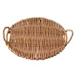 TITA-DONG El Dokuma Rattan Tepsi, Kesilmiş Saplı Rustik Servis Tepsisi, Rattan Servis Tepsisi, Ekmek Meyve Sebzeleri için Dekoratif Servis Tabağı, Ev Mutfağı için Mükemmel (Antik Pirinç Renkli)