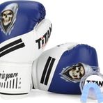 Titan Sport Mavi Beyaz Hayalet Kurukafa Desenli Boks Eldiveni 2'li Set
