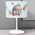Titanbaby Açık Mavi Ayı Kuş Tüyü Desenli Çocuk Odası Dijital Baskılı Çocuk Odası Masaüstü Abajur Avize