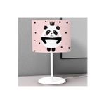 Titanbaby Tozpembe Panda ve Taç Desenli Çocuk Odası Dijital Baskılı Çocuk Odası Masaüstü Abajur Avize