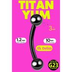 Titanyum Banana Piercing Kıkırdak Kulak Tragus Snug Daith Rook Surface Forward Helix Flat Nipple Conch Kaş - Siyah, uzunluk 10 mm, top 3 mm