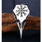Titanyum Paslanmaz Çelik Kehanet Zeka Simgesi Kuzgun Viking Kolye
