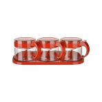 Titiz Lily Baharatlık Kaşıklı Cam 300Ml 3 Lü Set Kırmızı
