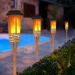 Titreyen Alevler Güneş Enerjili Işıklar Dış Mekan, Su Geçirmez 12 LED Bambu Güneş Enerjili Meşale Işıkları Peyzaj Bahçe Dekoratif Aydınlatma Avlu Yol Çit Çim Lambası Spot Işıkları (4 Adet)