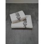 Tivoli 2'li Bambu Havlu Seti - Ekru & Nakışlı Banyo Havlusu - Yumuşak & Yüksek Su Emici Havlu - Tivoli Cloé - 70 x 140 cm - 50 x 90 cm