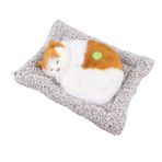 Tixiyu Yastık üzerinde kedi oyuncak bebek oyuncağı, uyku simülasyonlu kedi dekorasyonu, bambu kömürü, kokuları giderir, kil ile sevimli pelüş kedi dekorasyonu (sarı yama kedi)