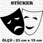Tiyatro Maske Suratlar 2 Adet Sticker - Araba Motosiklet Kask Buzdolabi Cam Otomobil Atv Laptop Tablet Duvar Stickeri