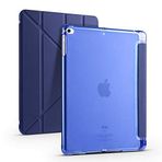 Tiyen Apple iPad 9.7 2018 (6.Nesil) ile Uyumlu Kılıf Kalem Bölmeli Tri Folding Katlanabilir Standlı PU Deri Yumuşak Silikon, Tablet Kapak [Akıllı Kapak, Uyku Modlu] - Lacivert