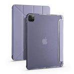 Tiyen Apple iPad Pro 12.9 2020 (4.Nesil) ile Uyumlu Kılıf Kalem Bölmeli Tri Folding Katlanabilir Standlı PU Deri Yumuşak Silikon, Tablet Kapak [Akıllı Kapak, Uyku Modlu] - Mor