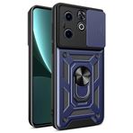 Tiyen İnfinix Smart 8 için Kılıf, Sürgülü Vega Darbeye Dayanıklı Yüzüklü, Standlı ve Sürgülü Kamera Kapağı, Kapak, 360 Derece Dönen Halka, Mavi