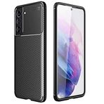 Tiyen Samsung Galaxy S21 FE ile Uyumlu Kılıf Karbon Tasarımlı Parmak İzi Bırakmayan Kaliteli Silikon Esnek Kapak, Tam Uyumlu, Premium, Siyah