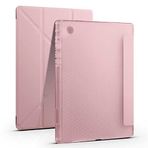 Tiyen Samsung Galaxy Tab A8 10.5 SM-X200 (2021) ile Uyumlu Kılıf Kalem Bölmeli Tri Folding Katlanabilir Standlı PU Deri Yumuşak Silikon, Tablet Kapak [Akıllı Kapak, Uyku Modlu] - Rose Gold