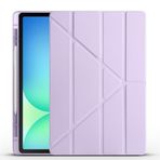 Tiyen Samsung Galaxy Tab S10 FE Plus ile Uyumlu Kılıf Kalem Bölmeli Tri Folding Katlanabilir Standlı PU Deri Yumuşak Silikon, Tablet Kapak [Akıllı Kapak, Uyku Modlu] - Lila