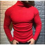 TK Moda Erkek Boğazlı Kazak - Standart - Kırmızı
