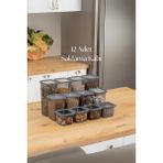 TKÇ 12'li 3 Boy Kavanoz Seti & Saklama Kabı & Erzak Kabı 6X650/1300/1900 ml (40 Lı Etiket Hediyeli)