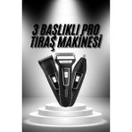 TKÇ 3'lü Set Saç Sakal Kesme Traş Makinesi Burun Kılı Alma Tıraş Makinesi - Renkli
