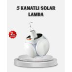 TKÇ Güneş Enerjili ve USB Şarjlı LED Kamp Lambası – 5 Farklı Işık Modlu, Askılı Tasarım - Renkli