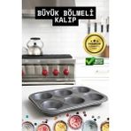 TKÇ Tkcls- Mini Çocuklar Için Cupcake Fırın Kalıbı 6 Büyük Bölmeli Muffin Kek Kalıbı - Renkli - 1