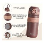 Tkk 450Ml Rahat İçim Çift Yalıtımlı Paslanmaz Çelik Termos Matara (Turuncu) (Çok Renkli)