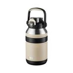 TKK Büyük Boy 1000ml Pipetli/Pipetsiz Kullanım Askılı Paslanmaz Çelik Termos Matara (Bej)