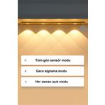 Tktoptan Akıllı Hareket Sensörlü 3 Işık Modlu Lamba Dolap Mutfak Işığı - 3Led - 40 Cm Usb Şarjlı