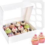 Tlczrva 5'li paket dikdörtgen pasta taşıma kutusu, şeffaf pencereli ve ayırma duvarlı, Cupcake taşıma kutusu, pasta, makaron, muffin, hamur işi, düğün, doğum günü kutlaması, aile kutlamaları için