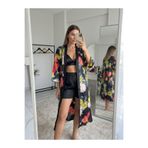 TLG TLG GİYİM Kadın İkili Şort-Üst Astarlı Saten Kimono Takım