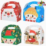 TLOXO 12 adet Noel parti hediye kutuları, 3D kutu Noel hediye kutuları, kulplu Noel ev kartonu, hamur işleri, bisküviler için hediye kutusu