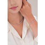 Tmt Silver 3 mm Gümüş Zirkon Taşlı Pırlanta Modeli Su Yolu Tenis Kolye Bileklik Set