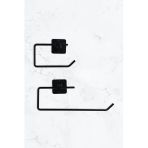 TncPatiShop 2'li Set Paslanmaz Metal Yapışkanlı Kare Uzun Havluluk ve Rulo Tuvalet Kağıtlığı Banyo Lavabo Askısı
