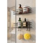 TncPatiShop Yapışkanlı 4 Adet Kancalı Banyo Mutfak Rafı 2 Adet Banyo Duş Duvar Düzenleyici Organizer Raf SİYAH