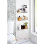 TncPatiShop Yapışkanlı Kancalı 3 Adet 3 Katlı Banyo Duş Şampuanlık Duvar Mutfak Rafı Düzenleyici Siyah Organizer