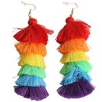Tnfeeon Boho Vintage Püskül Küpe Bohem Püsküllü Renkli Katmanlı Küpeler Partilere Eğlenceli Ve Şık Bir Dokunuş Katın Yıldönümleri Ve Tatiller