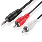 TNP Products (15FT) - 3.5mm to RCA Audio Cable (4.6m) Bi-Directional Male to Male Gold Plated Connector AUX Auxiliary Headphone Jack Plug Y Adapter Splitter Converter to Left / Right Stereo 2RCA Wire Cord