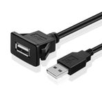 TNP Products USB Gömme Montaj Kablosu Tokalı (Kare) - Gösterge Paneli Gösterge Paneli 1 Bağlantı Noktalı USB Soket Fiş Jak Konektörü Uzatma Kablosu Suya Dayanıklı Erkekten Kadına (1M / 3FT)