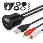 TNP USB Flush Mount kablo – kontrol paneli panel Dash Mount port Socket Plug Jack fiş uzatma kablosu, su geçirmez Auto Truck Fragmanlar Boot Motosiklet için USB + RCA to USB + 3.5mm AUX (3 Feet) CBL_USB2RCA_EXT_3FT