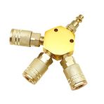 Tnuocke Hava Dağıtıcı 3 Yollu Manifold Altıgen Stil 3 Parça Pirinç Endüstriyel Bağlayıcı ve 1/4" Fiş, Hava Kompresörü Hortum Aksesuarları Hızlı Bağlantı Bağlantı Bağlantı Elemanları H-047
