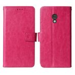 Tnviud Premium Retro Flip Deri Çanta Koruyucu Kılıf Cep Telefonu Telefon TPU Silikon Kılıf Nokia 235 4G (2024) / 215 4G (2024) / 220 4G (2024) 2.4" Kapak Wallet Cover Etui Holder (Pembe)