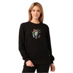 To Cosmos Basic Sweatshirt Boynuz Baskılı Unisex(Erkek-Kadın)) Siyah, S