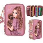 To Model Top Model 3 Katlı Kalem Kutusu Pembe Çiçek Desenli Polyester Malzeme ile Dayanıklı Tasarım