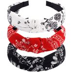 TOBATOBA Bandana kafa bandı, kırmızı bandana, kadınlar için, şal desenli kafa bandı, bandana, beyaz, siyah, bandana, kafa bandı, vintage bohem saç bandı, kaymaz, kadınlar ve kızlar için