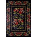 Tobolsk Siyah ÇiçekliModern Geometrik Etnik Desenli Boho Makinada Yıkanabilir Hafif Hav Toz Vermez Leke Tutmaz Kaymaz Taban Dijital Makine Baskı Halı Oturma Odası Salon Yolluk Koridor Mutfak Halısısı